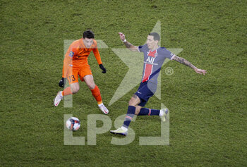 2021-01-22 - Angel Di Maria of PSG, Joris Chotard of Montpellier (left) during the French championship Ligue 1 football match between Paris Saint-Germain (PSG) and Montpellier HSC (MHSC) on January 22, 2021 at Parc des Princes stadium in Paris, France - Photo Jean Catuffe / DPPI - PARIS SAINT-GERMAIN (PSG) AND MONTPELLIER HSC (MHSC) - FRENCH LIGUE 1 - SOCCER