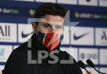 2021-01-22 - Coach of PSG Mauricio Pochettino answers to the media during the post-match press conference following the French championship Ligue 1 football match between Paris Saint-Germain (PSG) and Montpellier HSC (MHSC) on January 22, 2021 at Parc des Princes stadium in Paris, France - Photo Jean Catuffe / DPPI - PARIS SAINT-GERMAIN (PSG) AND MONTPELLIER HSC (MHSC) - FRENCH LIGUE 1 - SOCCER