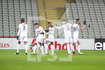 2021-01-23 - Congratulations after goal Nice during the French championship Ligue 1 football match between RC Lens and OGC Nice on January 23, 2021 at Bollaert-Delelis stadium in Lens, France - Photo Laurent Sanson / LS Medianord / DPPI - RC LENS AND OGC NICE - FRENCH LIGUE 1 - SOCCER