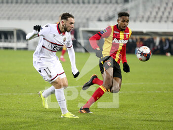 2021-01-23 - Amine Gouiri of Nice, Steven Fortes of Lens during the French championship Ligue 1 football match between RC Lens and OGC Nice on January 23, 2021 at stade Bollaert-Delelis in Lens, France - Photo Jean Catuffe / DPPI - RC LENS AND OGC NICE - FRENCH LIGUE 1 - SOCCER