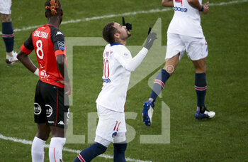 2021-01-31 - Neymar Jr of PSG celebrates his second goal on a penalty kick during the French championship Ligue 1 football match between FC Lorient and Paris Saint-Germain on January 31, 2021 at Stade du Moustoir - Yves Allainmat in Lorient, France - Photo Jean Catuffe / DPPI - FC LORIENT AND PARIS SAINT-GERMAIN - FRENCH LIGUE 1 - SOCCER
