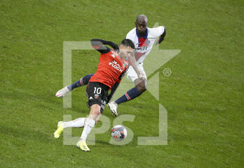 2021-01-31 - Enzo Le Fee of Lorient, Danilo Pereira of PSG during the French championship Ligue 1 football match between FC Lorient and Paris Saint-Germain on January 31, 2021 at Stade du Moustoir - Yves Allainmat in Lorient, France - Photo Jean Catuffe / DPPI - FC LORIENT AND PARIS SAINT-GERMAIN - FRENCH LIGUE 1 - SOCCER