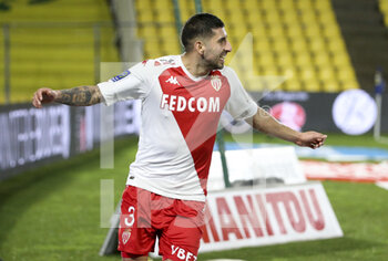 2021-01-31 - Guillermo Maripan of Monaco celebrates his goal during the French championship Ligue 1 football match between FC Nantes and AS Monaco on January 31, 2021 at Stade de La Beaujoire - Louis Fonteneau in Nantes, France - Photo Jean Catuffe / DPPI - FC NANTES AND AS MONACO - FRENCH LIGUE 1 - SOCCER
