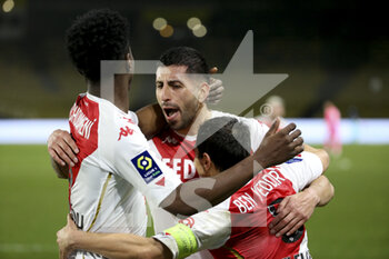 2021-01-31 - Guillermo Maripan of Monaco celebrates his goal with teammates during the French championship Ligue 1 football match between FC Nantes and AS Monaco on January 31, 2021 at Stade de La Beaujoire - Louis Fonteneau in Nantes, France - Photo Jean Catuffe / DPPI - FC NANTES AND AS MONACO - FRENCH LIGUE 1 - SOCCER