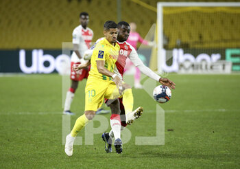 2021-01-31 - Ludovic Blas of FC Nantes, Youssouf Fofana of Monaco during the French championship Ligue 1 football match between FC Nantes and AS Monaco on January 31, 2021 at Stade de La Beaujoire - Louis Fonteneau in Nantes, France - Photo Jean Catuffe / DPPI - FC NANTES AND AS MONACO - FRENCH LIGUE 1 - SOCCER