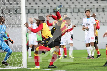 2021-02-03 - Choc Banza 23 and Kalimuendo 29 Lens during the French championship Ligue 1 football match between RC Lens and Olympique de Marseille on February 3, 2021 at Bollaert-Delelis stadium in Lens, France - Photo Laurent Sanson / LS Medianord / DPPI - RC LENS AND OLYMPIQUE DE MARSEILLE - FRENCH LIGUE 1 - SOCCER