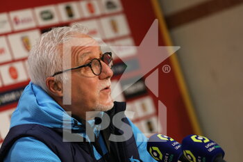 2021-02-03 - Nasser Larguet coach Marseille press conference after match during the French championship Ligue 1 football match between RC Lens and Olympique de Marseille on February 3, 2021 at Bollaert-Delelis stadium in Lens, France - Photo Laurent Sanson / LS Medianord / DPPI - RC LENS AND OLYMPIQUE DE MARSEILLE - FRENCH LIGUE 1 - SOCCER