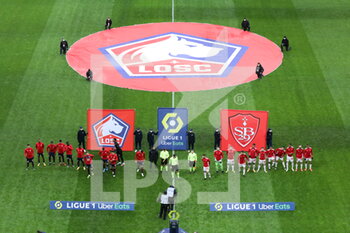 2021-02-14 - Protocole before match during the French championship Ligue 1 football match between Lille OSC and Stade Brestois 29 on February 14, 2021 at Pierre Mauroy stadium in Villeneuve-d'Ascq near Lille, France - Photo Laurent Sanson / LS Medianord / DPPI - LILLE OSC (LOSC) AND STADE BRESTOIS 29 (BREST) - FRENCH LIGUE 1 - SOCCER