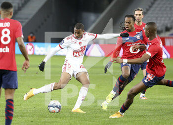 2021-02-14 - Jean Lucas of Brest during the French championship Ligue 1 football match between Lille OSC (LOSC) and Stade Brestois 29 (Brest) on February 14, 2021 at Stade Pierre Mauroy in Villeneuve-d'Ascq near Lille, France - Photo Jean Catuffe / DPPI - LILLE OSC (LOSC) AND STADE BRESTOIS 29 (BREST) - FRENCH LIGUE 1 - SOCCER