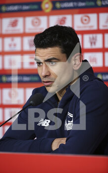 2021-02-14 - Benjamin Andre of Lille during the press conference following the French championship Ligue 1 football match between Lille OSC (LOSC) and Stade Brestois 29 (Brest) on February 14, 2021 at Stade Pierre Mauroy in Villeneuve-d'Ascq near Lille, France - Photo Jean Catuffe / DPPI - LILLE OSC (LOSC) AND STADE BRESTOIS 29 (BREST) - FRENCH LIGUE 1 - SOCCER