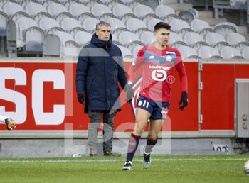 2021-02-14 - Coach of Stade Brestois 29 Olivier Dall'Oglio during the French championship Ligue 1 football match between Lille OSC (LOSC) and Stade Brestois 29 (Brest) on February 14, 2021 at Stade Pierre Mauroy in Villeneuve-d'Ascq near Lille, France - Photo Jean Catuffe / DPPI - LILLE OSC (LOSC) AND STADE BRESTOIS 29 (BREST) - FRENCH LIGUE 1 - SOCCER