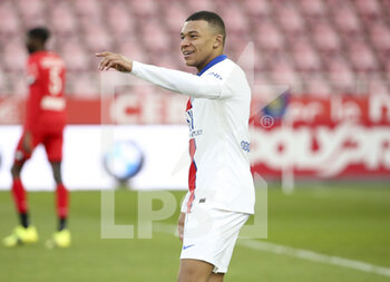 2021-02-27 - Kylian Mbappe of PSG celebrates his second goal during the French championship Ligue 1 football match between Dijon FCO (DFCO) and Paris Saint-Germain (PSG) on February 27, 2021 at Stade Gaston Gerard in Dijon, France - Photo Jean Catuffe / DPPI - DIJON FCO (DFCO) AND PARIS SAINT-GERMAIN (PSG) - FRENCH LIGUE 1 - SOCCER