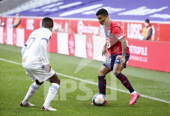 2021-02-28 - Reinildo Mandava of Lille during the French championship Ligue 1 football match between Lille OSC and RC Strasbourg on february 28, 2021 at Pierre Mauroy stadium in Villeneuve-d'Ascq near Lille, France - Photo Jean Catuffe / DPPI - LILLE OSC AND RC STRASBOURG - FRENCH LIGUE 1 - SOCCER