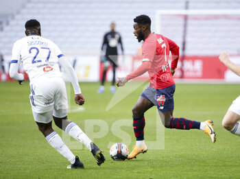 2021-02-28 - Jonathan Bamba of Lille during the French championship Ligue 1 football match between Lille OSC and RC Strasbourg on february 28, 2021 at Pierre Mauroy stadium in Villeneuve-d'Ascq near Lille, France - Photo Jean Catuffe / DPPI - LILLE OSC AND RC STRASBOURG - FRENCH LIGUE 1 - SOCCER