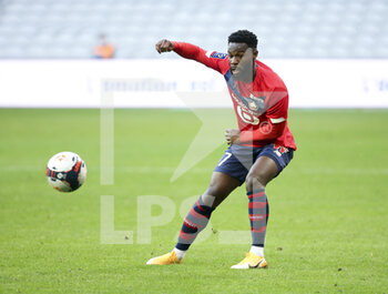 2021-02-28 - Jonathan Bamba of Lille during the French championship Ligue 1 football match between Lille OSC and RC Strasbourg on february 28, 2021 at Pierre Mauroy stadium in Villeneuve-d'Ascq near Lille, France - Photo Jean Catuffe / DPPI - LILLE OSC AND RC STRASBOURG - FRENCH LIGUE 1 - SOCCER