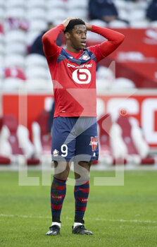 2021-02-28 - Jonathan David of Lille during the French championship Ligue 1 football match between Lille OSC and RC Strasbourg on february 28, 2021 at Pierre Mauroy stadium in Villeneuve-d'Ascq near Lille, France - Photo Jean Catuffe / DPPI - LILLE OSC AND RC STRASBOURG - FRENCH LIGUE 1 - SOCCER