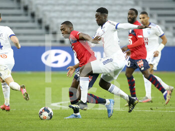 2021-02-28 - Boubakary Soumare of Lille, Ibrahima Sissoko of Strasbourg during the French championship Ligue 1 football match between Lille OSC and RC Strasbourg on february 28, 2021 at Pierre Mauroy stadium in Villeneuve-d'Ascq near Lille, France - Photo Jean Catuffe / DPPI - LILLE OSC AND RC STRASBOURG - FRENCH LIGUE 1 - SOCCER