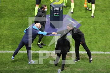 2021-03-03 - Before match Nasser Larguet coach Marseille and Christophe Galtier coach losc during the French championship Ligue 1 football match between Lille OSC and Olympique de Marseille on March 3, 2021 at Pierre Mauroy stadium in Villeneuve-d'Ascq near Lille, France - Photo Laurent Sanson / LS Medianord / DPPI - LILLE OSC AND OLYMPIQUE DE MARSEILLE - FRENCH LIGUE 1 - SOCCER