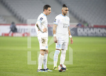2021-03-03 - Florian Thauvin, Dimitri Payet of Marseille during the French championship Ligue 1 football match between Lille OSC and Olympique de Marseille on March 3, 2021 at Pierre Mauroy stadium in Villeneuve-d'Ascq near Lille, France - Photo Jean Catuffe / DPPI - LILLE OSC AND OLYMPIQUE DE MARSEILLE - FRENCH LIGUE 1 - SOCCER