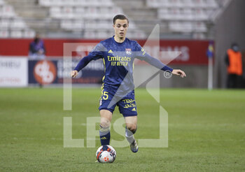 2021-03-12 - Maxence Caqueret of Lyon during the French championship Ligue 1 football match between Stade de Reims and Olympique Lyonnais (OL) on March 12, 2021 at Stade Auguste Delaune in Reims, France - Photo Jean Catuffe / DPPI - STADE DE REIMS AND OLYMPIQUE LYONNAIS (OL) - FRENCH LIGUE 1 - SOCCER