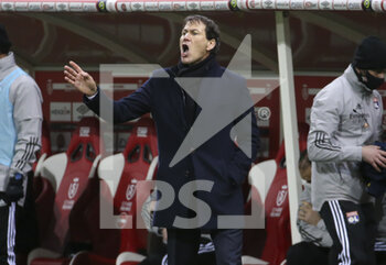 2021-03-12 - Coach of Olympique Lyonnais Rudi Garcia during the French championship Ligue 1 football match between Stade de Reims and Olympique Lyonnais (OL) on March 12, 2021 at Stade Auguste Delaune in Reims, France - Photo Jean Catuffe / DPPI - STADE DE REIMS AND OLYMPIQUE LYONNAIS (OL) - FRENCH LIGUE 1 - SOCCER