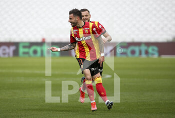 2021-03-14 - Jonathan Clauss of Lens celebrates his goal during the French championship Ligue 1 football match between RC Lens and FC Metz on March 14, 2021 at Stade Bollaert-Delelis in Lens, France - Photo Jean Catuffe / DPPI - RC LENS AND FC METZ - FRENCH LIGUE 1 - SOCCER