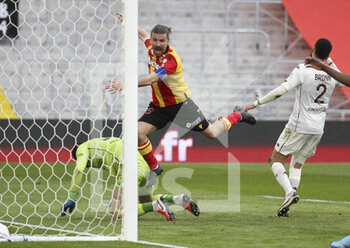 2021-03-14 - Yannick Cahuzac of Lens scores his goal during the French championship Ligue 1 football match between RC Lens and FC Metz on March 14, 2021 at Stade Bollaert-Delelis in Lens, France - Photo Jean Catuffe / DPPI - RC LENS AND FC METZ - FRENCH LIGUE 1 - SOCCER