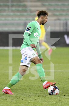 2021-03-19 - Denis Bouanga of Saint-Etienne during the French championship Ligue 1 football match between AS Saint-Etienne (ASSE) and AS Monaco (ASM) on March 19, 2021 at Stade Geoffroy Guichard in Saint-Etienne, France - Photo Jean Catuffe / DPPI - AS SAINT-ETIENNE (ASSE) AND AS MONACO (ASM) - FRENCH LIGUE 1 - SOCCER