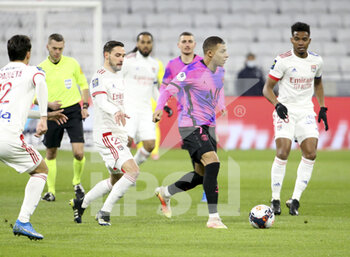2021-03-21 - Kylian Mbappe of PSG, Mattia De Sciglio of Lyon (left) during the French championship Ligue 1 football match between Olympique Lyonnais and Paris Saint-Germain on March 21, 2021 at Groupama stadium in Decines-Charpieu near Lyon, France - Photo Jean Catuffe / DPPI - OLYMPIQUE LYONNAIS AND PARIS SAINT-GERMAIN - FRENCH LIGUE 1 - SOCCER