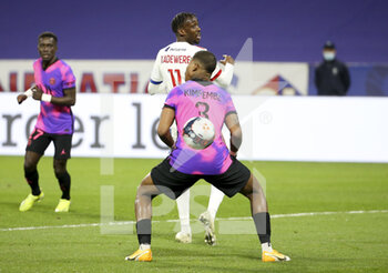 2021-03-21 - Tino Kadewere of Lyon, Presnel Kimpembe of PSG during the French championship Ligue 1 football match between Olympique Lyonnais (OL) and Paris Saint-Germain (PSG) on March 21, 2021 at Groupama stadium in Decines-Charpieu near Lyon, France - Photo Jean Catuffe / DPPI - OLYMPIQUE LYONNAIS AND PARIS SAINT-GERMAIN - FRENCH LIGUE 1 - SOCCER