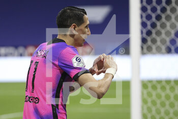 2021-03-21 - Angel Di Maria of PSG celebrates his goal during the French championship Ligue 1 football match between Olympique Lyonnais (OL) and Paris Saint-Germain (PSG) on March 21, 2021 at Groupama stadium in Decines-Charpieu near Lyon, France - Photo Jean Catuffe / DPPI - OLYMPIQUE LYONNAIS AND PARIS SAINT-GERMAIN - FRENCH LIGUE 1 - SOCCER