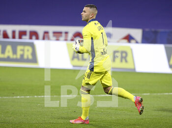 2021-03-21 - Goalkeeper of Lyon Anthony Lopes during the French championship Ligue 1 football match between Olympique Lyonnais (OL) and Paris Saint-Germain (PSG) on March 21, 2021 at Groupama stadium in Decines-Charpieu near Lyon, France - Photo Jean Catuffe / DPPI - OLYMPIQUE LYONNAIS AND PARIS SAINT-GERMAIN - FRENCH LIGUE 1 - SOCCER