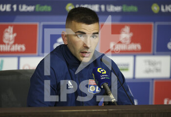 2021-03-21 - Goalkeeper of Lyon Anthony Lopes answers to the media during the post-match press conference following the French championship Ligue 1 football match between Olympique Lyonnais (OL) and Paris Saint-Germain (PSG) on March 21, 2021 at Groupama stadium in Decines-Charpieu near Lyon, France - Photo Jean Catuffe / DPPI - OLYMPIQUE LYONNAIS AND PARIS SAINT-GERMAIN - FRENCH LIGUE 1 - SOCCER