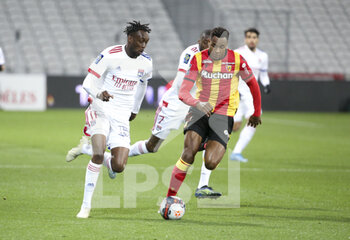 2021-04-03 - Tino Kadewere of Lyon, Steven Fortes of Lens during the French championship Ligue 1 football match between RC Lens and Olympique Lyonnais (OL, Lyon) on April 3, 2021 at Stade Bollaert-Delelis in Lens, France - Photo Jean Catuffe / DPPI - RC LENS VS OLYMPIQUE LYONNAIS - FRENCH LIGUE 1 - SOCCER