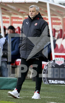 2021-04-04 - Coach of Stade Rennais Bruno Genesio during the French championship Ligue 1 football match between Stade de Reims and Stade Rennais (Rennes) on April 4, 2021 at Stade Auguste Delaune in Reims, France - Photo Jean Catuffe / DPPI - STADE DE REIMS VS STADE RENNAIS (RENNES) - FRENCH LIGUE 1 - SOCCER