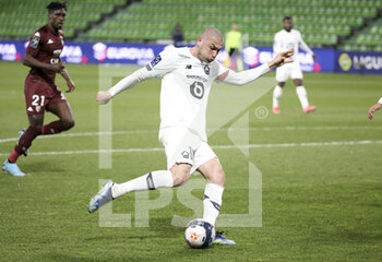 2021-04-09 - Burak Yilmaz of Lille scores a goal during the French championship Ligue 1 football match between FC Metz and Lille OSC (LOSC) on April 9, 2021 at Stade Saint-Symphorien in Metz, France - Photo Jean Catuffe / DPPI - FC METZ VS LILLE OSC (LOSC) - FRENCH LIGUE 1 - SOCCER