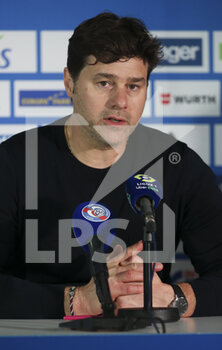 2021-04-10 - Coach of PSG Mauricio Pochettino answers to the media during the post-match press conference following the French championship Ligue 1 football match between RC Strasbourg Alsace (RCSA) and Paris Saint-Germain (PSG) on April 10, 2021 at La Meinau stadium in Strasbourg, France - Photo Jean Catuffe / DPPI - RC STRASBOURG AND PARIS SAINT-GERMAIN - FRENCH LIGUE 1 - SOCCER