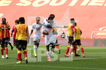 2021-04-11 - celebration goal Moffi 13 Lorient during the French championship Ligue 1 football match between RC Lens and FC Lorient on April 11, 2021 at Bollaert-Delelis stadium in Lens, France - Photo Laurent Sanson / LS Medianord / DPPI - RC LENS VS FC LORIENT - FRENCH LIGUE 1 - SOCCER