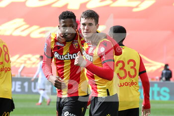 2021-04-11 - Celebration Simon Banza 23 and Clement Michelin 13 RC Lens during the French championship Ligue 1 football match between RC Lens and FC Lorient on April 11, 2021 at Bollaert-Delelis stadium in Lens, France - Photo Laurent Sanson / LS Medianord / DPPI - RC LENS VS FC LORIENT - FRENCH LIGUE 1 - SOCCER