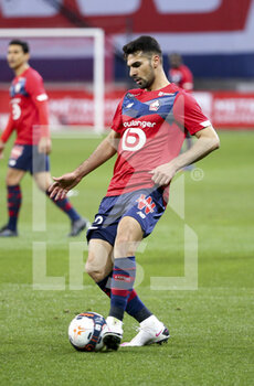 2021-04-16 - Mehmet Zeki Celik of Lille during the French championship Ligue 1 football match between LOSC and Montpellier HSC on April 16, 2021 at Pierre Mauroy stadium in Villeneuve-d'Ascq near Lille, France - Photo Jean Catuffe / DPPI - LOSC VS MONTPELLIER HSC - FRENCH LIGUE 1 - SOCCER