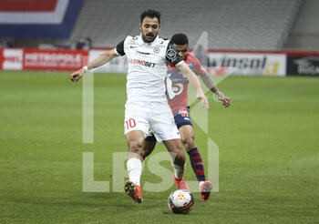 2021-04-16 - Gaetan Laborde of Montpellier during the French championship Ligue 1 football match between LOSC and Montpellier HSC on April 16, 2021 at Pierre Mauroy stadium in Villeneuve-d'Ascq near Lille, France - Photo Jean Catuffe / DPPI - LOSC VS MONTPELLIER HSC - FRENCH LIGUE 1 - SOCCER