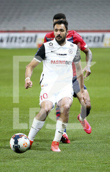 2021-04-16 - Gaetan Laborde of Montpellier during the French championship Ligue 1 football match between LOSC and Montpellier HSC on April 16, 2021 at Pierre Mauroy stadium in Villeneuve-d'Ascq near Lille, France - Photo Jean Catuffe / DPPI - LOSC VS MONTPELLIER HSC - FRENCH LIGUE 1 - SOCCER