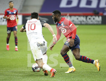 2021-04-16 - Jonathan Bamba of Lille during the French championship Ligue 1 football match between LOSC and Montpellier HSC on April 16, 2021 at Pierre Mauroy stadium in Villeneuve-d'Ascq near Lille, France - Photo Jean Catuffe / DPPI - LOSC VS MONTPELLIER HSC - FRENCH LIGUE 1 - SOCCER