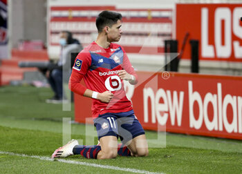 2021-04-16 - Luiz Araujo of Lille celebrates his goal during the French championship Ligue 1 football match between LOSC and Montpellier HSC on April 16, 2021 at Pierre Mauroy stadium in Villeneuve-d'Ascq near Lille, France - Photo Jean Catuffe / DPPI - LOSC VS MONTPELLIER HSC - FRENCH LIGUE 1 - SOCCER
