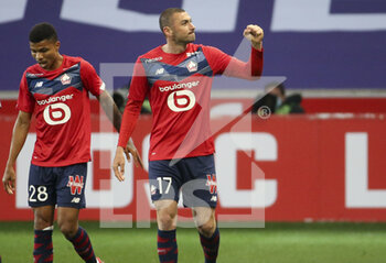 2021-05-01 - Burak Yilmaz of Lille celebrates his goal during the French championship Ligue 1 football match between Lille OSC (LOSC) and OGC Nice (OGCN) on May 1, 2021 at Stade Pierre Mauroy in Villeneuve-d'Ascq near Lille, France - Photo Jean Catuffe / DPPI - LILLE OSC (LOSC) VS OGC NICE (OGCN) - FRENCH LIGUE 1 - SOCCER