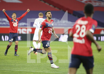 2021-05-01 - Mehmet Zeki Celik of Lille celebrates his goal during the French championship Ligue 1 football match between Lille OSC (LOSC) and OGC Nice (OGCN) on May 1, 2021 at Stade Pierre Mauroy in Villeneuve-d'Ascq near Lille, France - Photo Jean Catuffe / DPPI - LILLE OSC (LOSC) VS OGC NICE (OGCN) - FRENCH LIGUE 1 - SOCCER