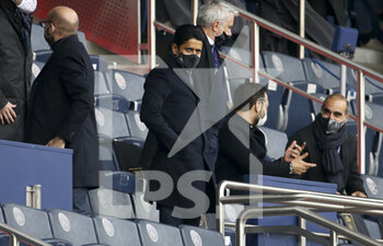 2021-05-01 - President of PSG Nasser Al Khelaifi during the French championship Ligue 1 football match between Paris Saint-Germain (PSG) and RC Lens on May 1, 2021 at Parc des Princes stadium in Paris, France - Photo Jean Catuffe / DPPI - PARIS SAINT-GERMAIN (PSG) VS RC LENS - FRENCH LIGUE 1 - SOCCER