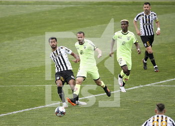 2021-05-09 - Angelo Fulgini of Angers, Jordan Marie of Dijon, Didier Ndong of Dijon, Thomas Mangani of Angers during the French championship Ligue 1 football match between Angers SCO and Dijon FCO (DFCO) on May 9, 2021 at Stade Raymond Kopa in Angers, France - Photo Jean Catuffe / DPPI - ANGERS SCO VS DIJON FCO (DFCO) - FRENCH LIGUE 1 - SOCCER