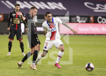 2021-05-09 - Angel Di Maria of PSG, Flavien Tait of Rennes (left) during the French championship Ligue 1 football match between Stade Rennais and Paris Saint-Germain on May 9, 2021 at Roazhon Park in Rennes, France - Photo Jean Catuffe / DPPI - STADE RENNAIS VS PARIS SAINT-GERMAIN (PSG) - FRENCH LIGUE 1 - SOCCER