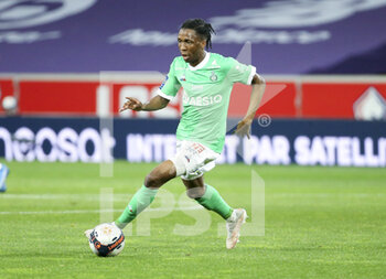 2021-05-16 - Yvan Neyou of Saint-Etienne during the French championship Ligue 1 football match between Lille OSC (LOSC) and AS Saint-Etienne (ASSE) on May 16, 2021 at Stade Pierre Mauroy in Villeneuve-d'Ascq near Lille, France - Photo Jean Catuffe / DPPI - LILLE OSC (LOSC) VS AS SAINT-ETIENNE (ASSE) - FRENCH LIGUE 1 - SOCCER